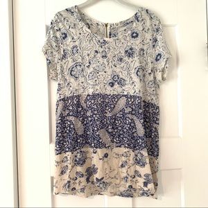 Lucky Brand soft floral t shirt with zipper